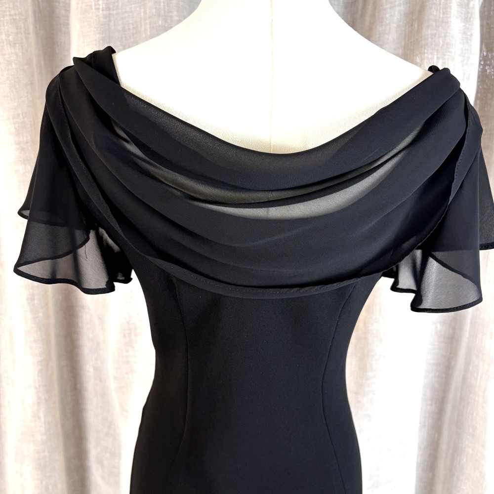 Dress Barn Black Off-Shoulder Draped Evening Dress